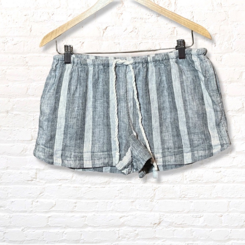Mossimo Blue & White Cotton/Linen Striped Shorts Size Small
